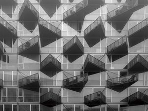 Preview wallpaper building, floors, facade, architecture, bw