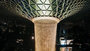 Preview wallpaper building, fountain, design, waterfall, water