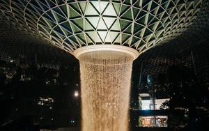 Preview wallpaper building, fountain, design, waterfall, water