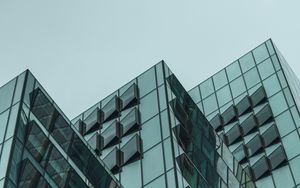 Preview wallpaper building, glass, architecture, facade, bottom view