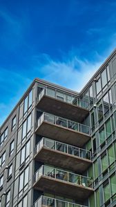 Preview wallpaper building, glass, architecture, sky, bottom view