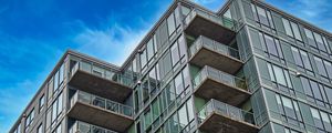 Preview wallpaper building, glass, architecture, sky, bottom view