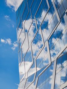 Preview wallpaper building, glass, architecture, reflection, clouds
