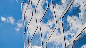Preview wallpaper building, glass, architecture, reflection, clouds