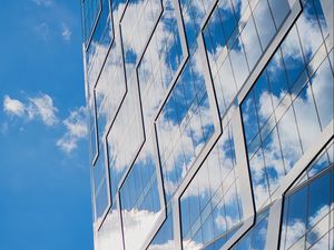 Preview wallpaper building, glass, architecture, reflection, clouds