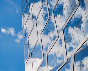 Preview wallpaper building, glass, architecture, reflection, clouds