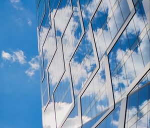 Preview wallpaper building, glass, architecture, reflection, clouds