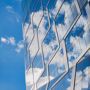 Preview wallpaper building, glass, architecture, reflection, clouds