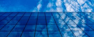 Preview wallpaper building, glass, clouds, reflection