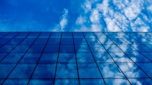 Preview wallpaper building, glass, clouds, reflection