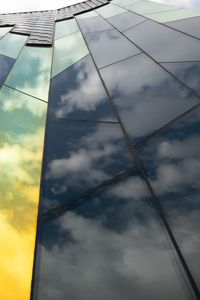 Preview wallpaper building, glass, clouds, reflection, high