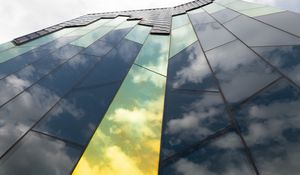 Preview wallpaper building, glass, clouds, reflection, high