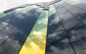 Preview wallpaper building, glass, clouds, reflection, high