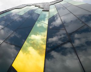 Preview wallpaper building, glass, clouds, reflection, high