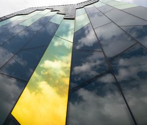 Preview wallpaper building, glass, clouds, reflection, high