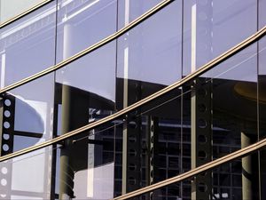 Preview wallpaper building, glass, facade, reflection, metal, beams