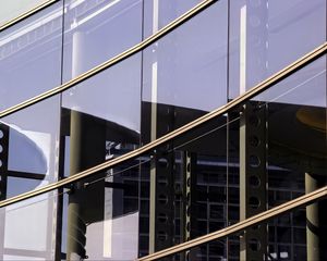 Preview wallpaper building, glass, facade, reflection, metal, beams