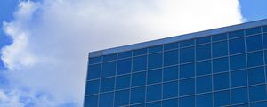 Preview wallpaper building, glass, facade, clouds, sky
