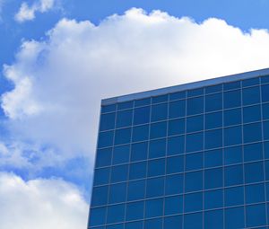 Preview wallpaper building, glass, facade, clouds, sky
