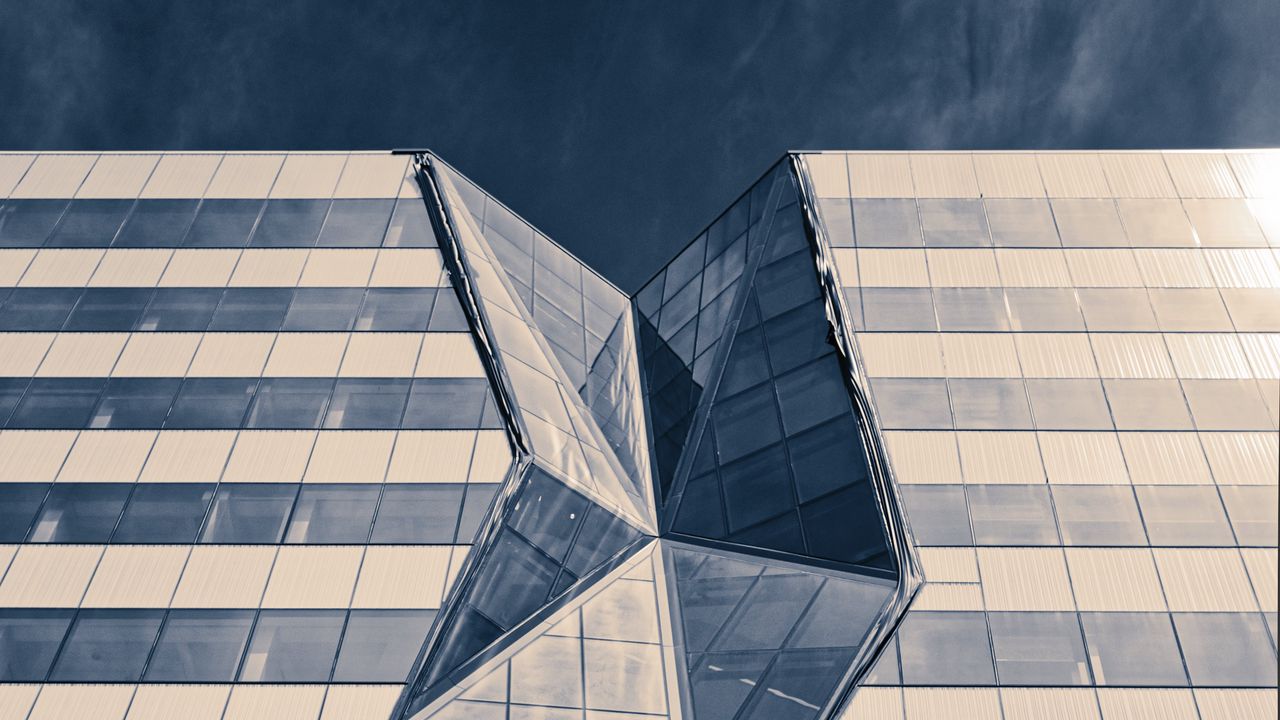 Wallpaper building, glass, facade, relief