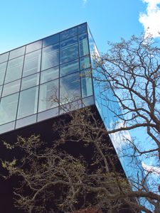 Preview wallpaper building, glass, facade, edges, tree