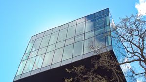 Preview wallpaper building, glass, facade, edges, tree