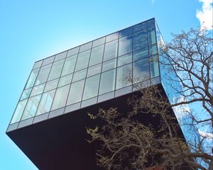 Preview wallpaper building, glass, facade, edges, tree