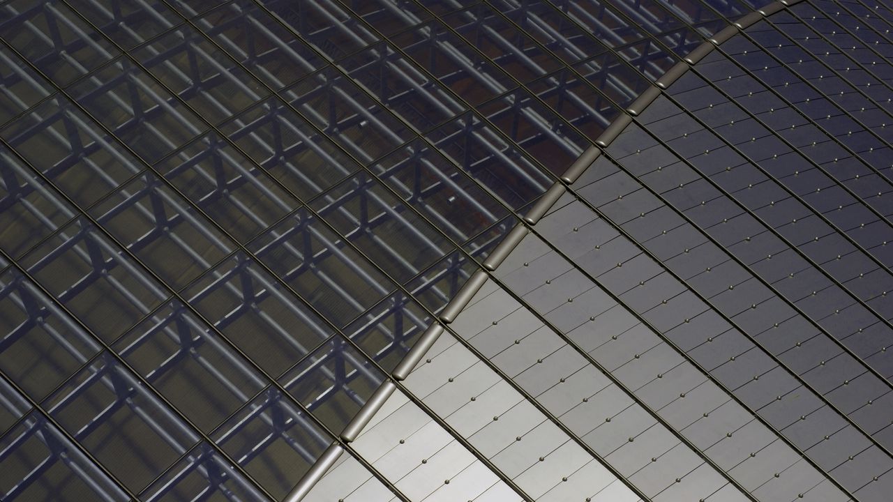Wallpaper building, glass, lines, facade, dark