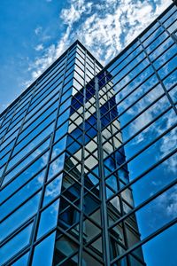 Preview wallpaper building, glass, reflection, edges, clouds