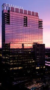 Preview wallpaper building, glass, windows, reflection, sunset
