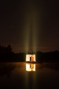 Preview wallpaper building, glow, night, dark, reflection