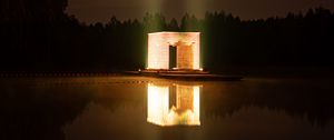 Preview wallpaper building, glow, night, dark, reflection