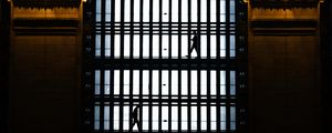 Preview wallpaper building, grid, silhouettes, dark
