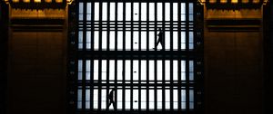 Preview wallpaper building, grid, silhouettes, dark