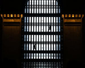 Preview wallpaper building, grid, silhouettes, dark