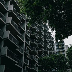 Preview wallpaper building, house, balconies, trees, architecture