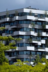 Preview wallpaper building, house, balconies, trees, vertical forest, architecture