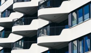 Preview wallpaper building, house, balconies, architecture, white