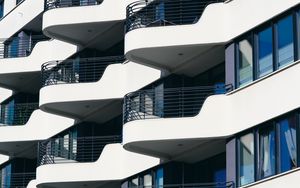 Preview wallpaper building, house, balconies, architecture, white