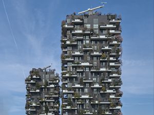 Preview wallpaper building, house, windows, plants, architecture