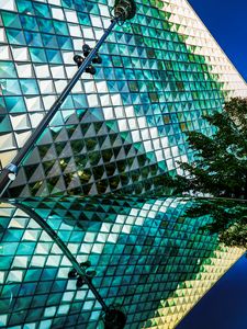 Preview wallpaper building, lantern, tree, rhombuses, architecture