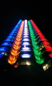 Preview wallpaper building, light, multicolored, bottom view