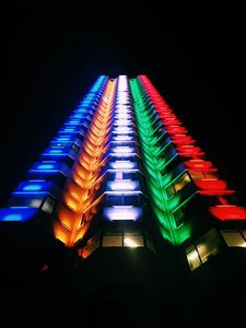 Preview wallpaper building, light, multicolored, bottom view