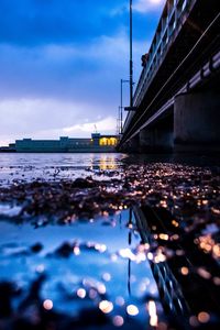 Preview wallpaper building, light, sea, bridge