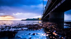 Preview wallpaper building, light, sea, bridge