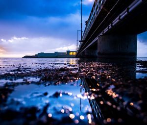 Preview wallpaper building, light, sea, bridge