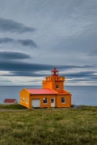 Preview wallpaper building, lighthouse, sea, grass