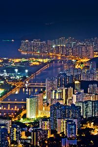 Preview wallpaper building, lights, bay, night, city