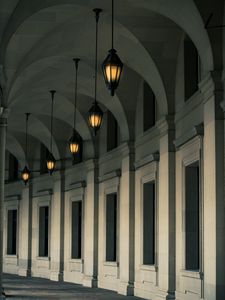 Preview wallpaper building, lights, columns, architecture