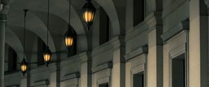 Preview wallpaper building, lights, columns, architecture